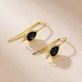 Minimalist Water Drop Zircon Hook Earrings 10909 Black Zirconium Bazaare Mart Zircon Drop Earrings