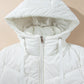 White Solid Quilted Hooded Zip Up Puffer Coat Bazaare Mart Outerwear/Jackets