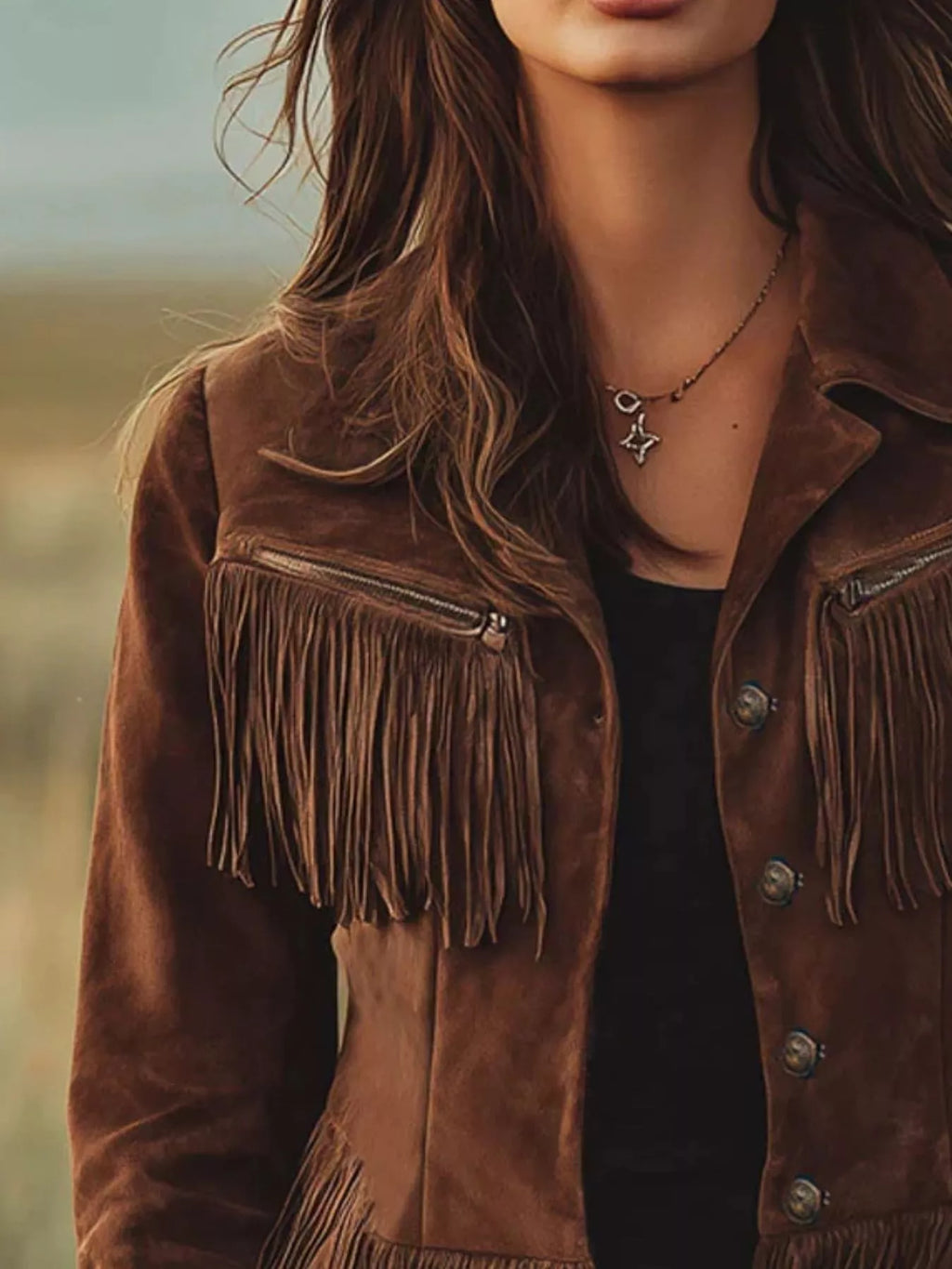 Suede Fringe Button Up Jacket Bazaare Mart Suede Fringe Button Up Jacket