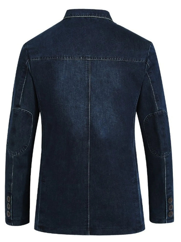 Men's Single-Breasted Denim Blazer Bazaare Mart Denim Jacket