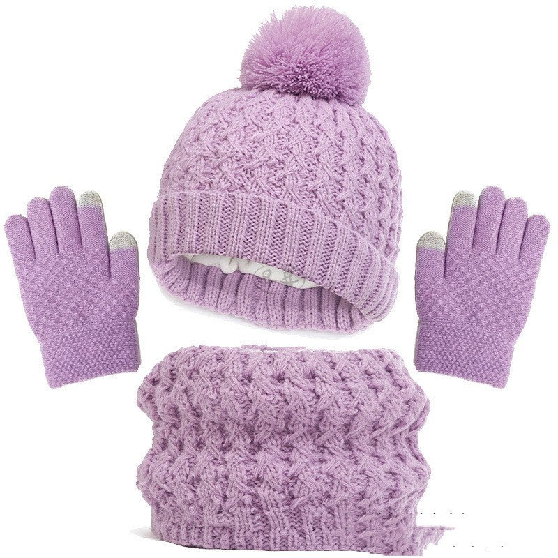 Children's Hat Scarf Gloves Three-piece Set