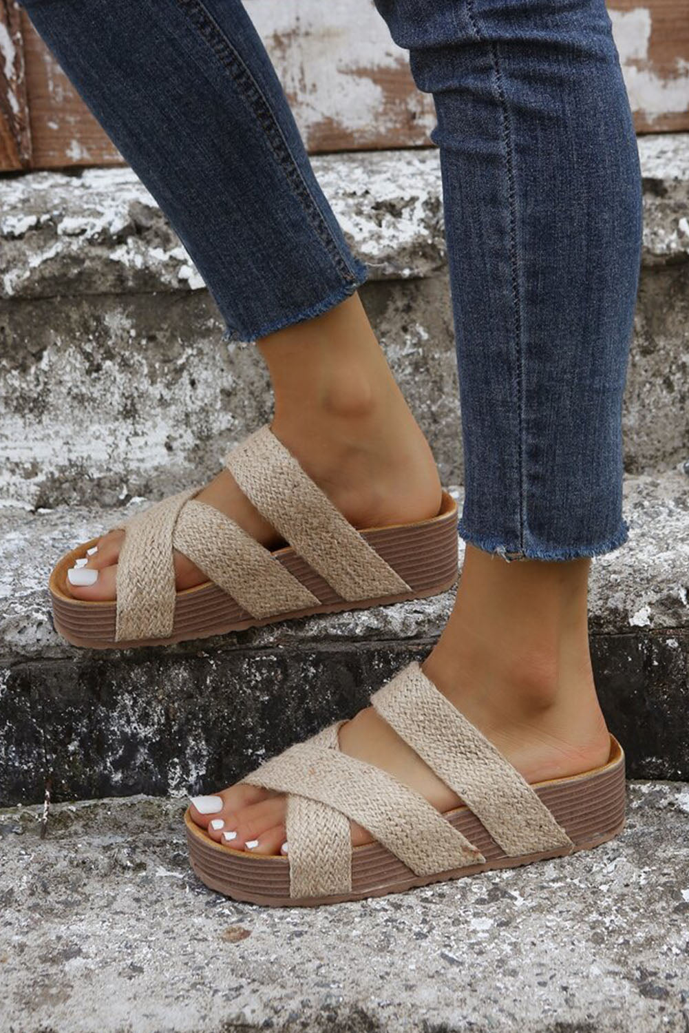 Beige Woven Sandals