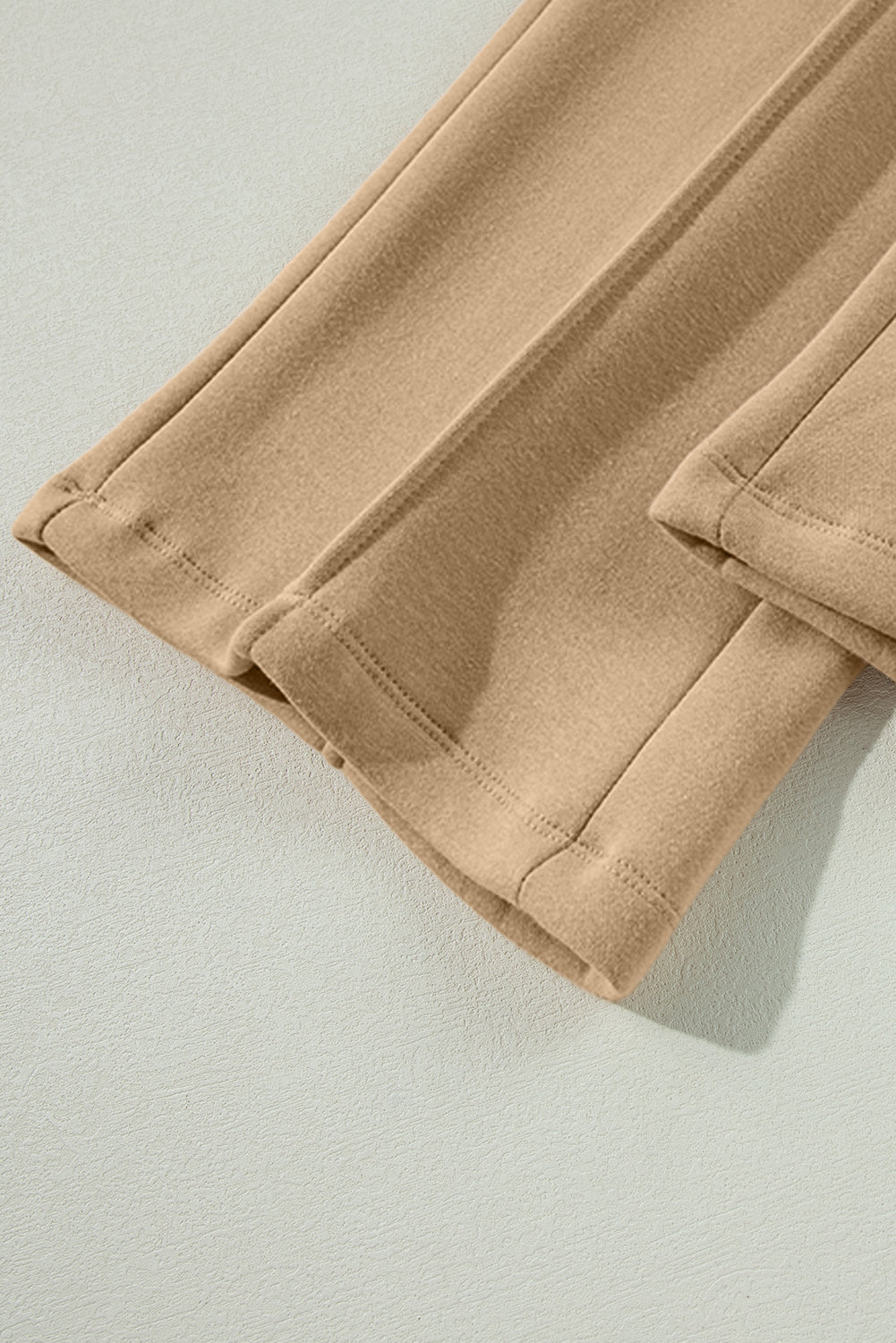 Khaki Exposed Seam Drawstring High Waist Wide Leg Pants