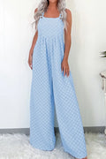 Light Blue Checkered Wide Leg Overalls Light Blue Bazaare Mart Checkered Wide Leg Overalls