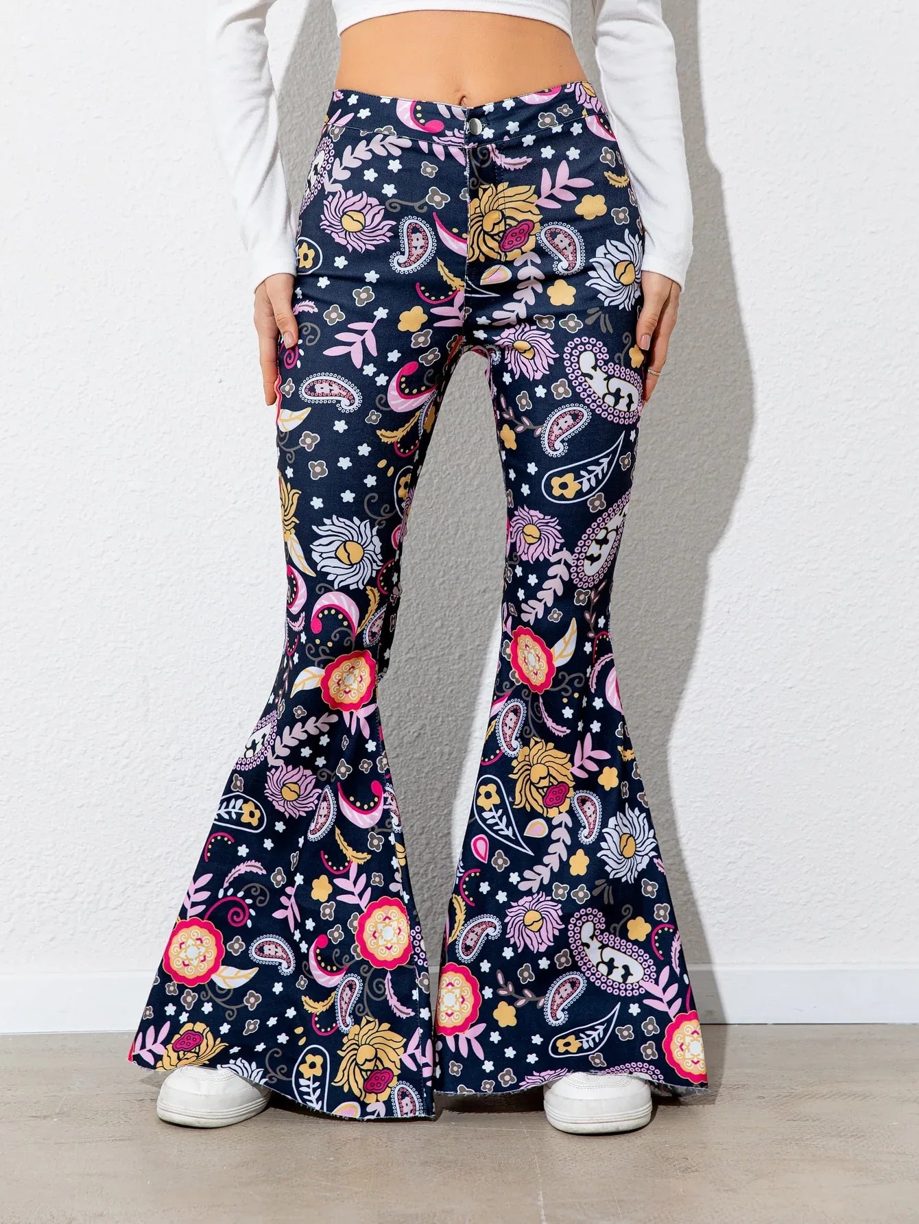 Printed High Waist Flare Leg Pants Bazarre Mart Flare Leg Pants
