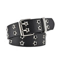 Star Embellished Black PU Belt Black A 112cm Bazaare Mart Leather Star Belt