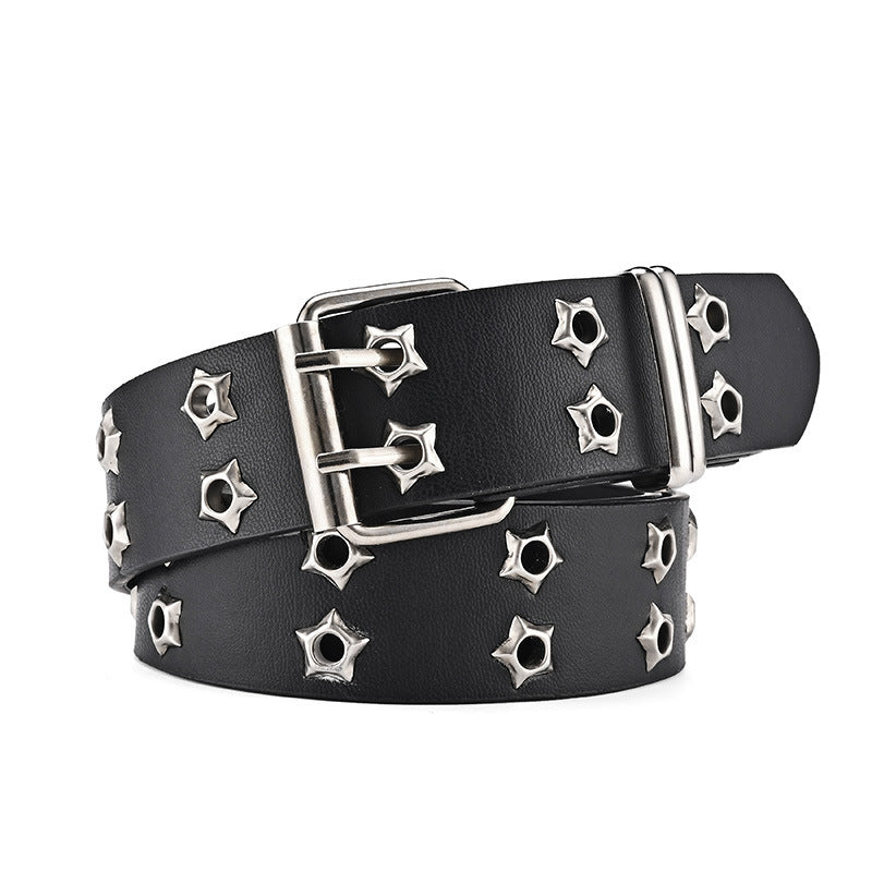 Star Embellished Black PU Belt