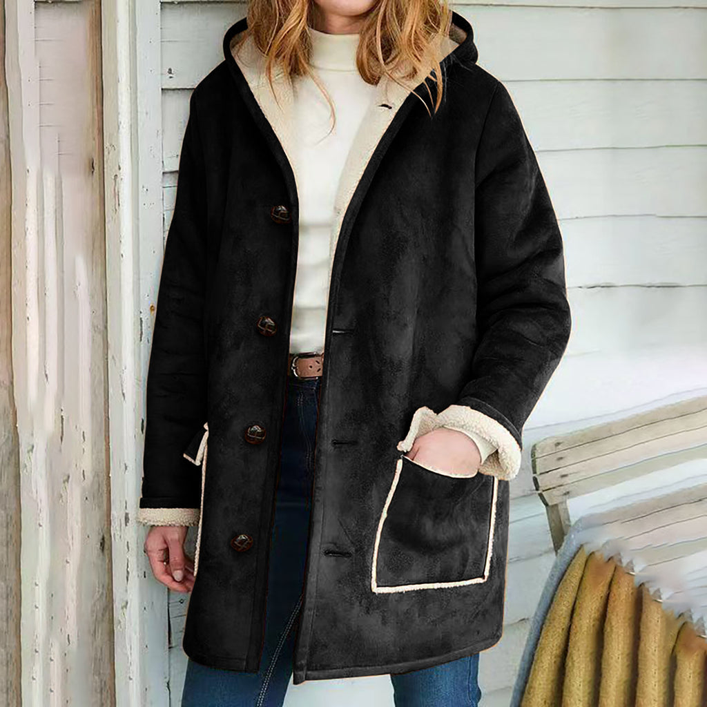 Retro Hooded Faux Suede Coat