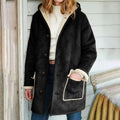 Retro Hooded Faux Suede Coat Black Bazaare Mart Coat