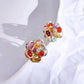3D Multi Glass Stone Stud Earrings Bazaare Mart Flower Earrings