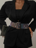 Wide Fashion Diamond Belt Black AB 115cm Bazaare Mart Wide Sparkly Belt
