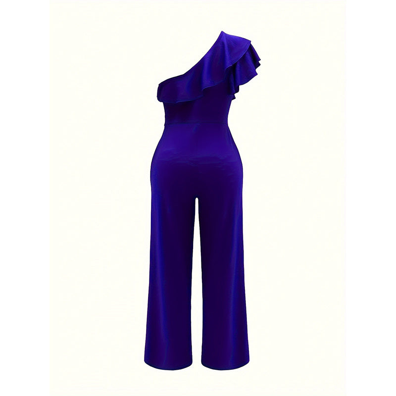 One Shoulder Dressy Wide Leg Jumpsuit