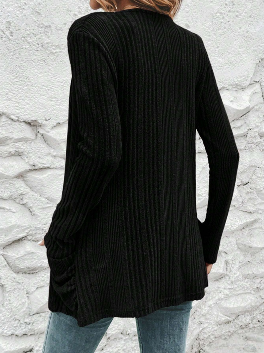 Black Open Front Cardigan