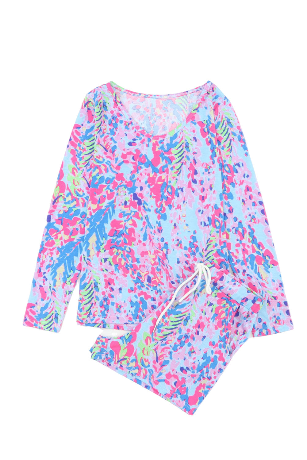 Multicolor Printed 3/4 Sleeve Split Neck Plus Size Tunic Top