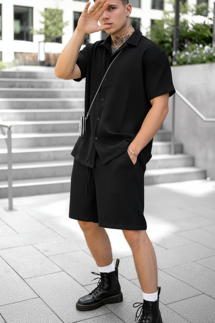 Men’s Casual Comfort Polo & Shorts Set CJ Dropshipping Mens Polo Shorts Set