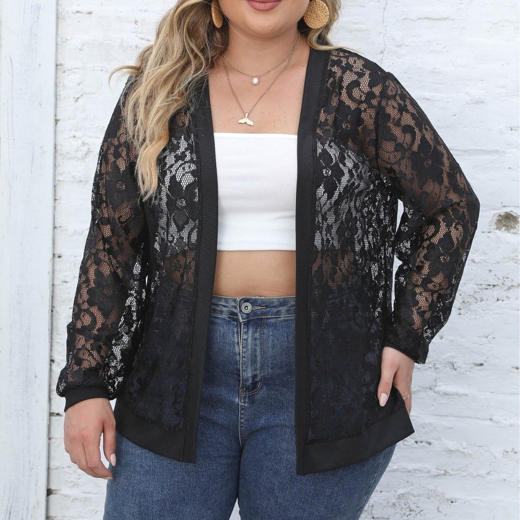 Womens Sexy Mesh Sheer Casual Jacket Black CJ Dropshipping Lace Jacket