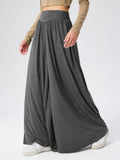 High Waist Solid Color Palazzo Pants Dark Gray Bazarre Mart High Waist Wide Leg Pants