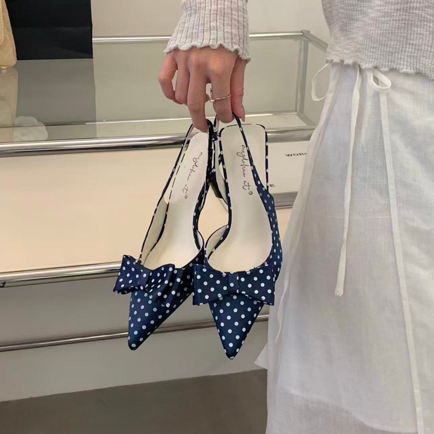 French Style Elegant Pointed Toe Slingback Pumps CJ Dropshipping Sling Back Pumps
