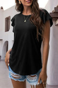 Flutter Sleeve Tee Black Trendsi Flutter Sleeve T-Shirt