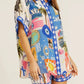Abstract Button Up Shorts Set Bazaare Mart Button Up Half Sleeve Top and Shorts Set