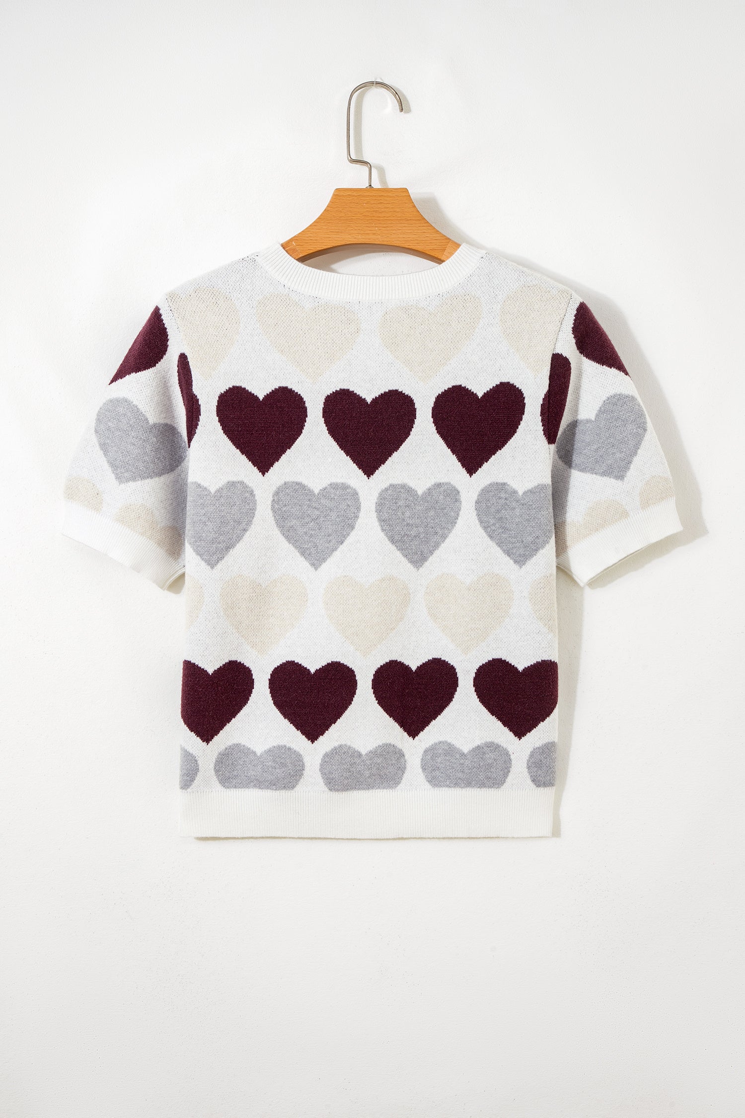 White Valentine Heart Short Sleeve Sweater Dear-Lover Dropshipping Sweaters & Cardigans/Short Sleeve Sweaters