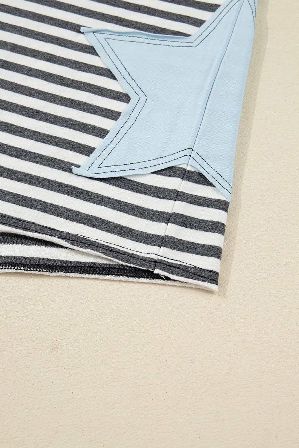 Gray Stripes and Stars Plus Size Long Sleeve Top Bazarre Mart Plus Size/Plus Size Tops/Plus Size Long Sleeve Tops