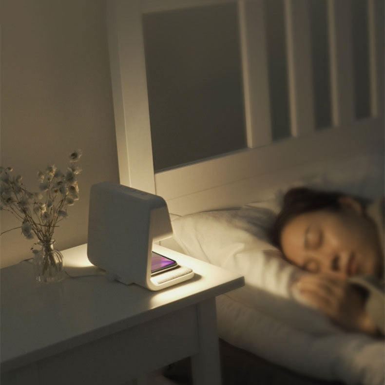 Wireless Bedside Lamp Alarm Clock Phone Charger - Bazaare Mart