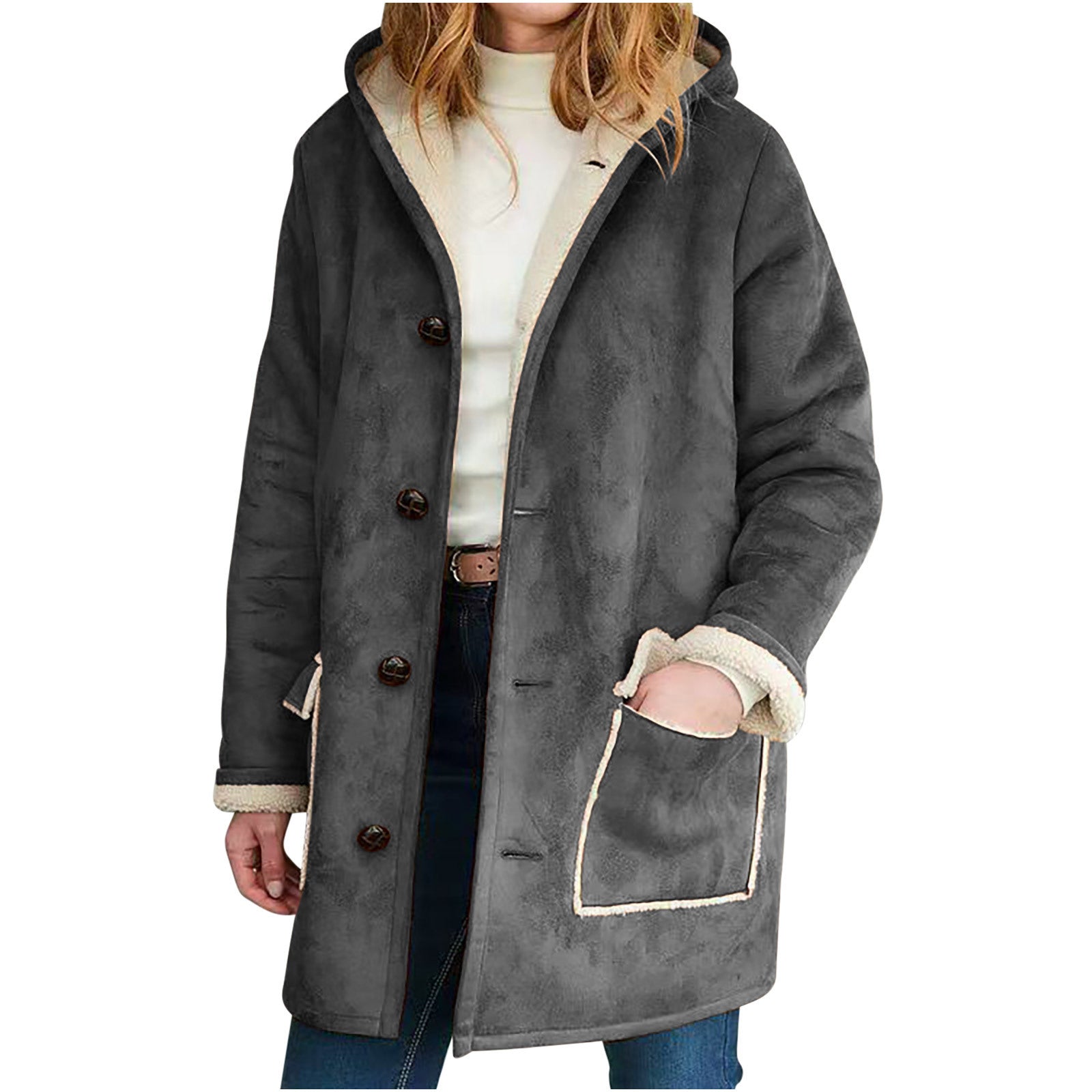 Retro Hooded Faux Suede Coat
