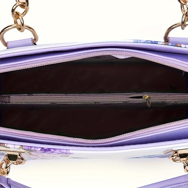 Floral Print Satchel Crossbody Handbag