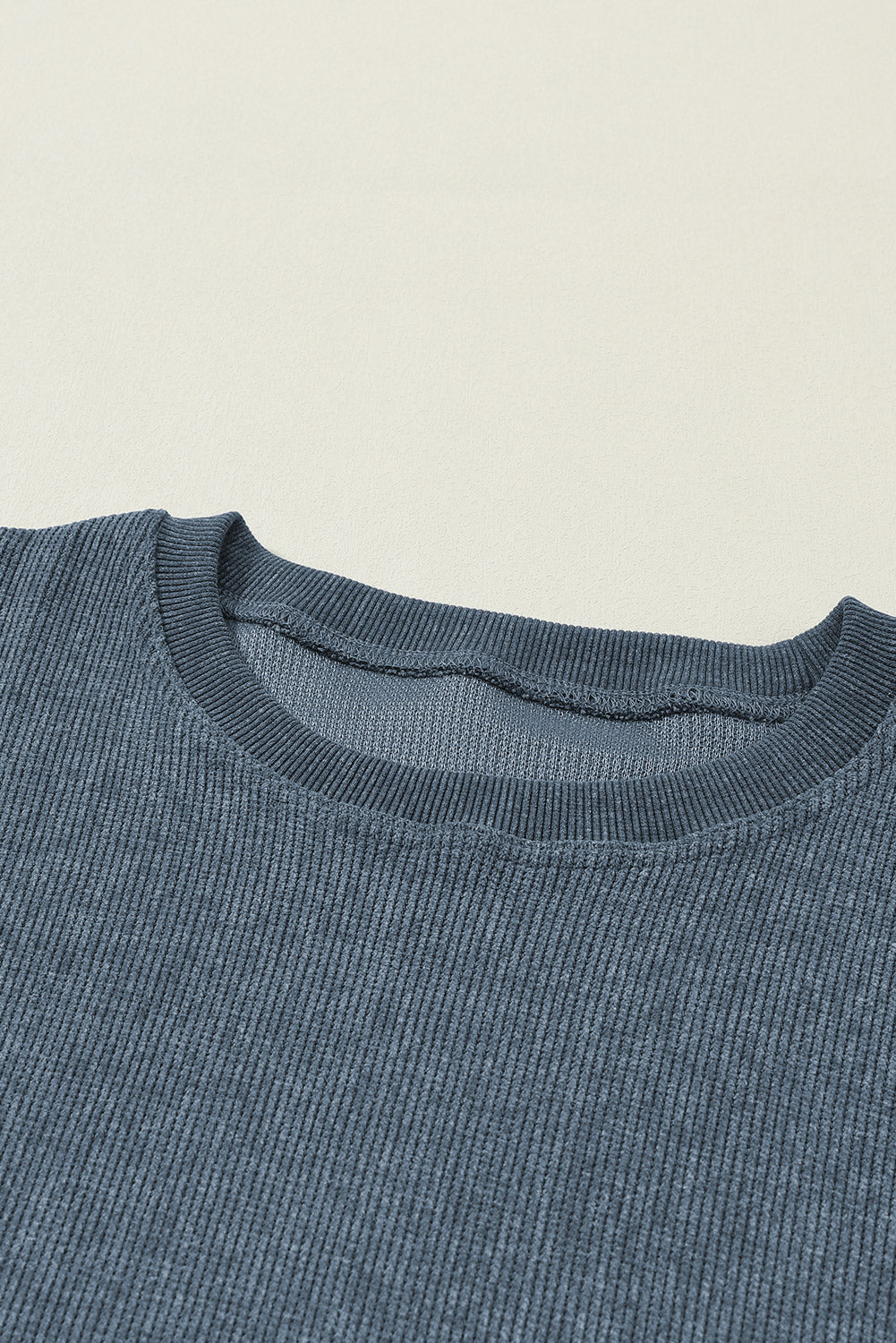 Plain Corded Crew Neck Sweatshirt