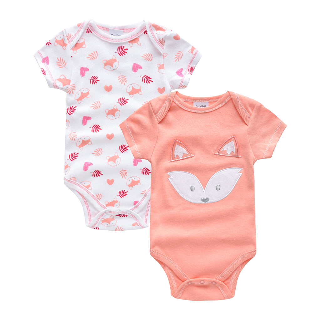 Short Sleeve Fox Onesie 2pk