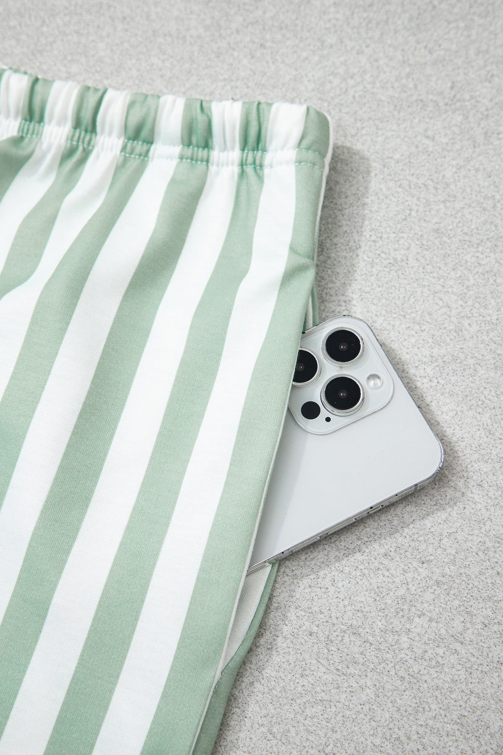 Plus Size Striped Shorts Colorblock Sweatshirt Set
