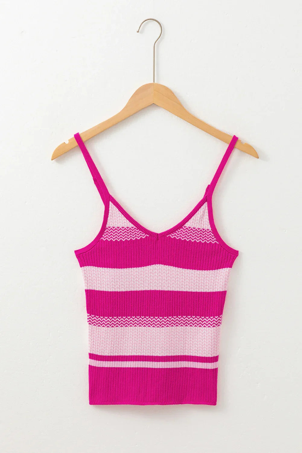 Pink Stripe Spaghetti Strap V Neck Sweater Vest Bazaare Mart Sweaters & Cardigans/Sweater Vests
