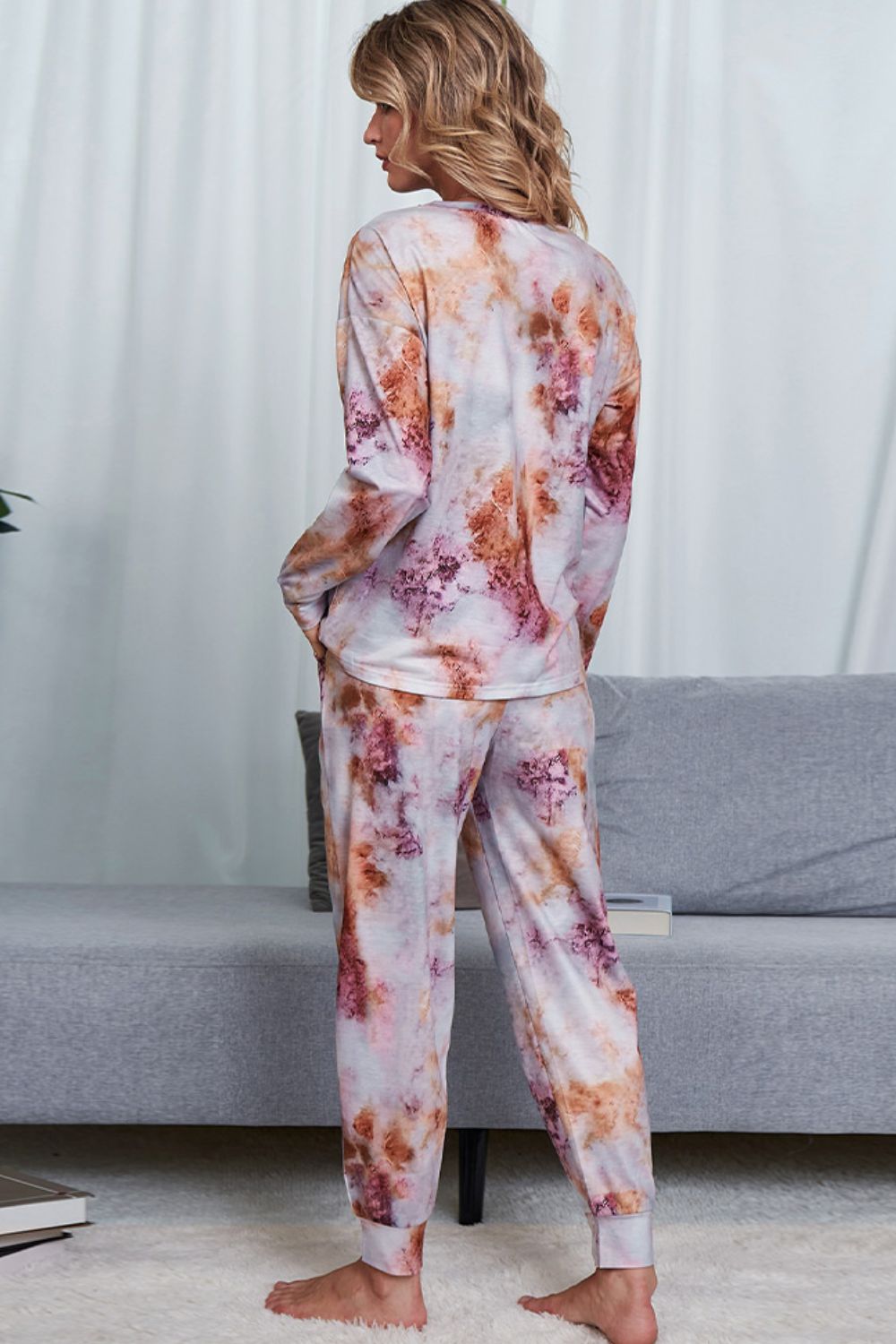 Tie-Dye Crewneck Long Sleeve Lounge Set