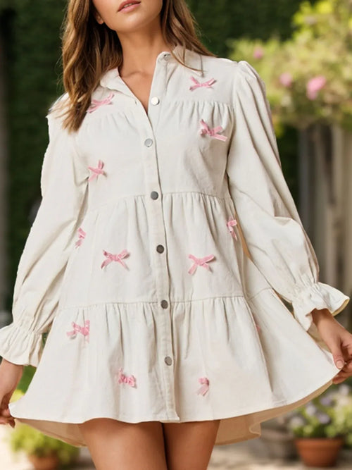 Collared Neck Flounce Sleeve Mini Dress White Trendsi Collared Neck Flounce Sleeve Mini Dress