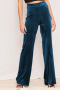 High Waist Velvet Pants Deep Teal Trendsi Full Size High Waist Pants