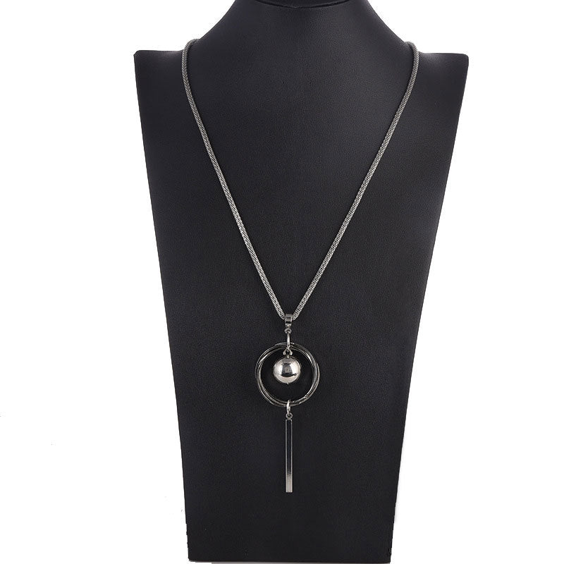 Long Silver Sphere Necklace