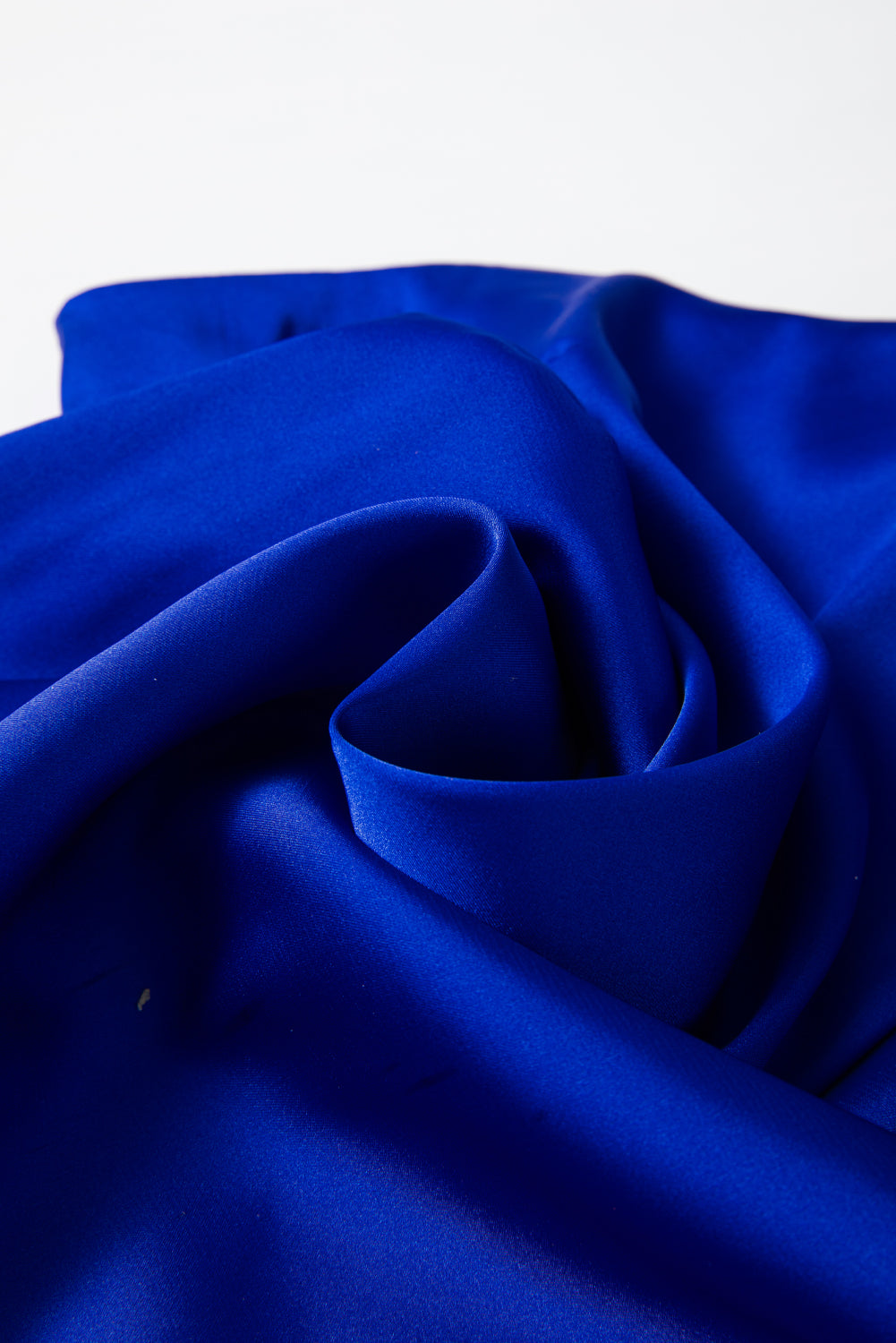 Royal Blue Asymmetric Bell Sleeve Satin Blouse