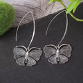 Vintage Long Butterfly Hook Earrings Ancient Silver Bazaare Mart Silver Butterfly Earrings