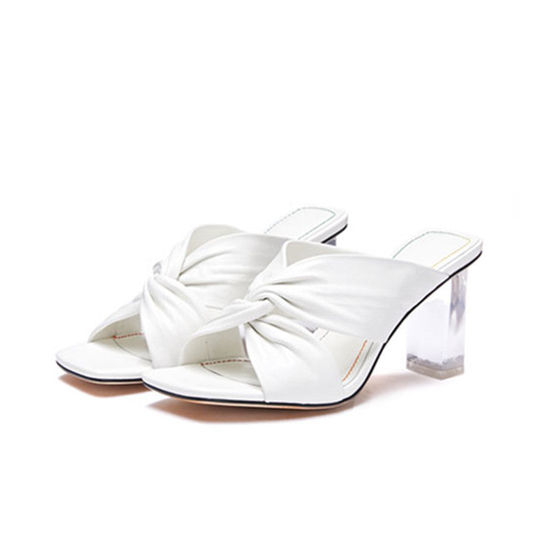 Square Toe Fold Cross Strap Block Heel Sandals CJ Dropshipping Open Toe Cross Top Pumps