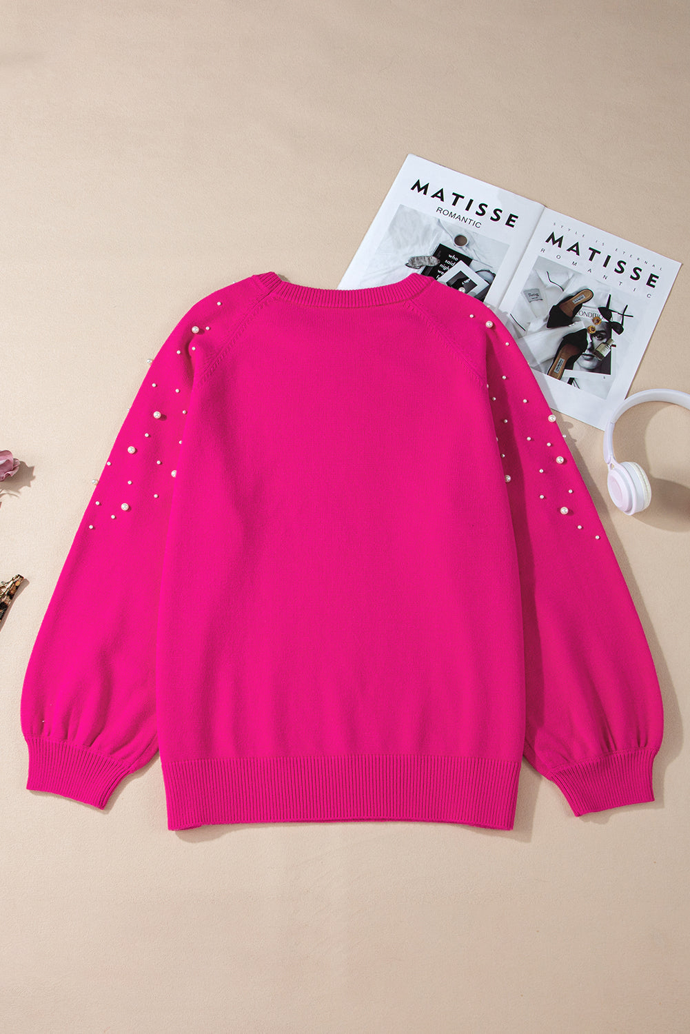 Pearl Embellished Magenta Sweater