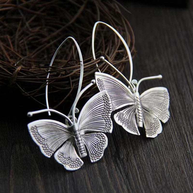 Vintage Long Butterfly Hook Earrings