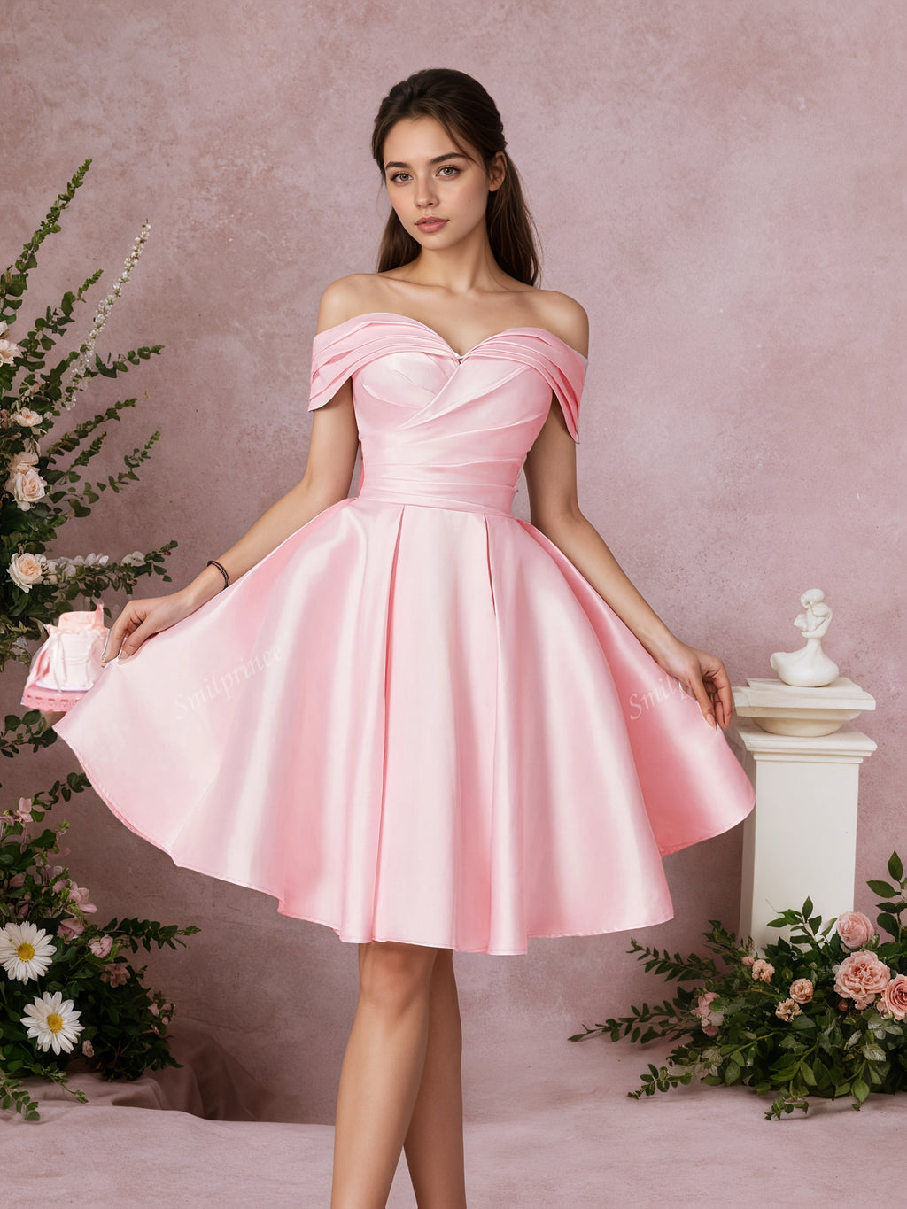 Elegant Sweetheart Off Shoulder Full Skirt Party Dress