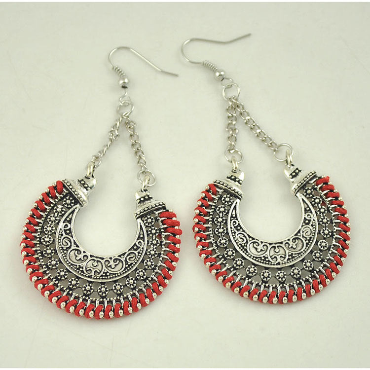 Red Bohemian Vintage Earrings 