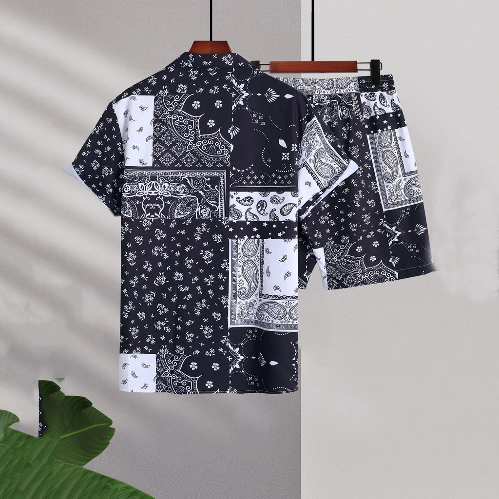 Men’s Casual Bandana Print Camp Shirt & Shorts Set – Summer 2-Piece Outfit CJ Dropshipping Men's Bandana Print Shorts Set