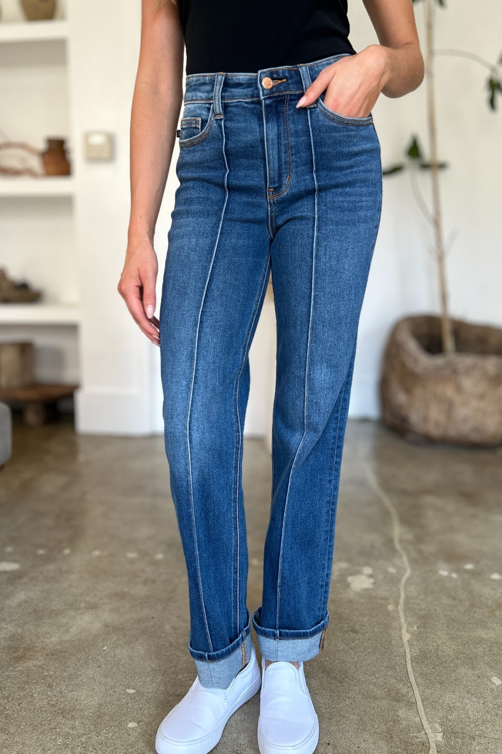 High Waist Straight Leg Jeans