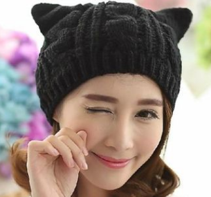 Hand Made Knit Cat Ear Beanie