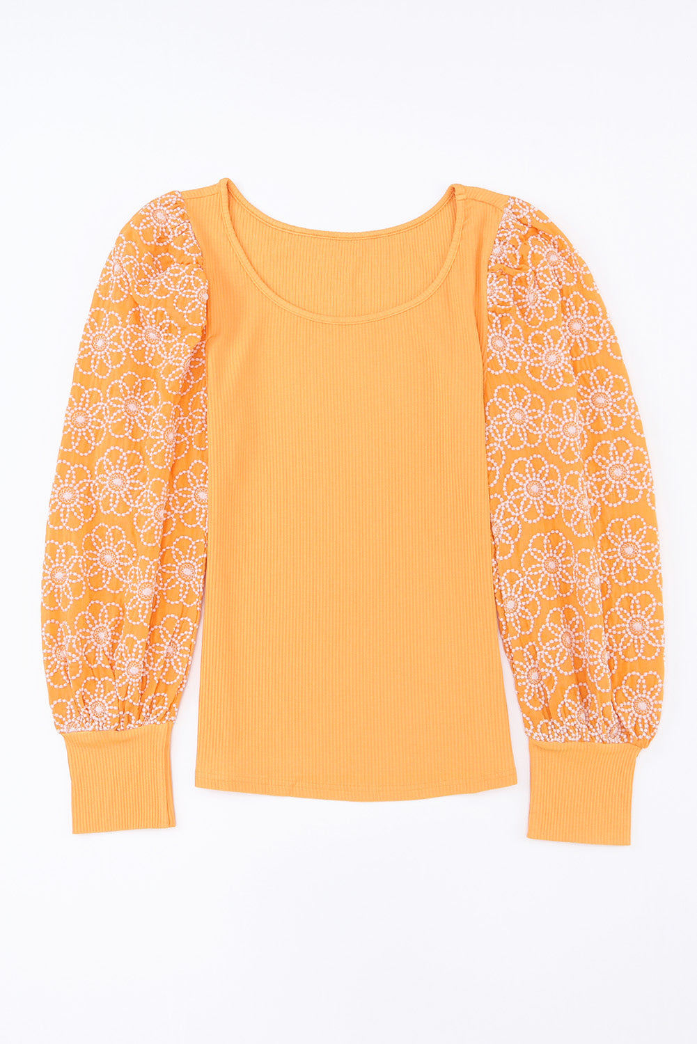 Long Sleeve Daisy Embroidered Knit Top