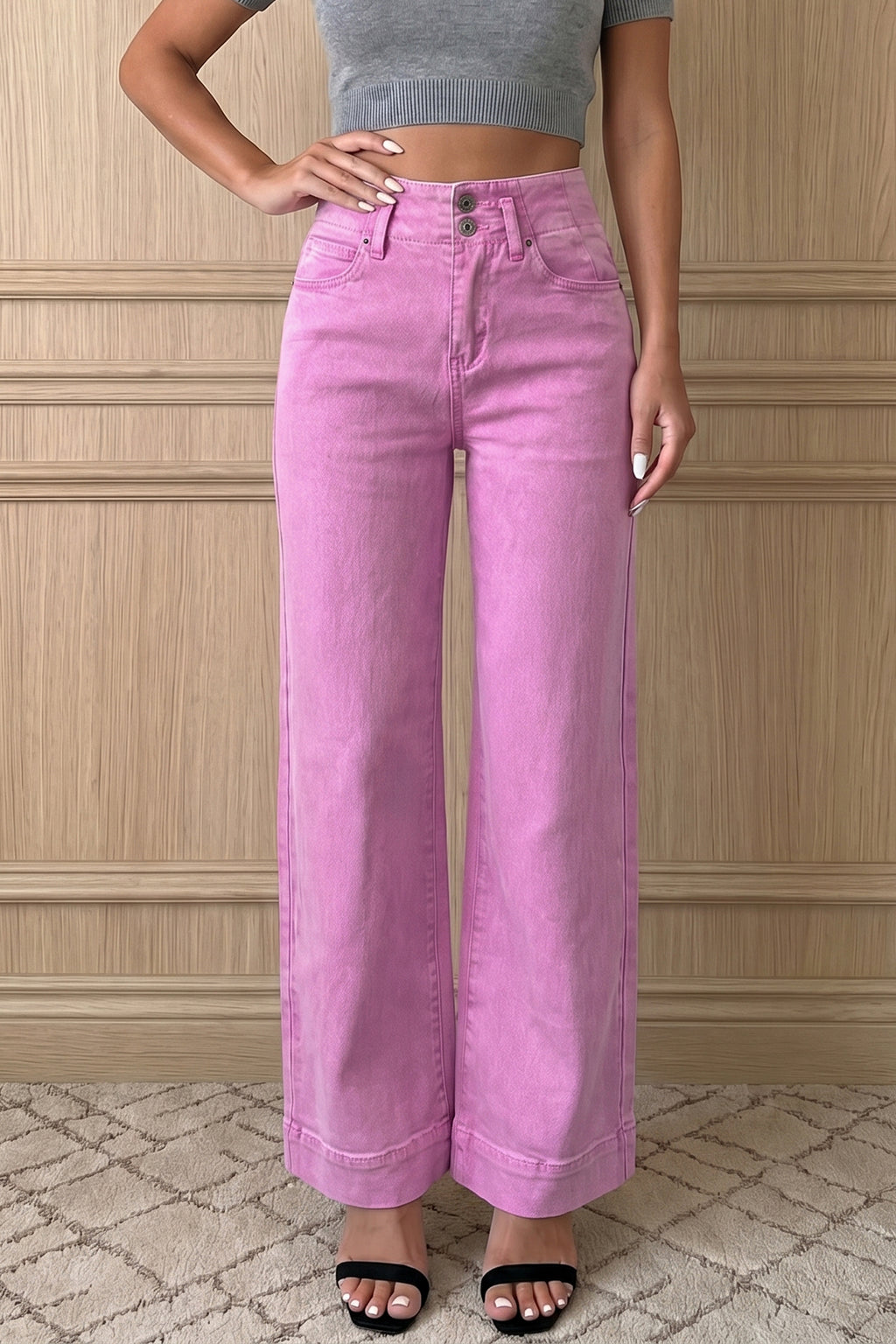 2-Button High Waist Flared Bottom Jeans Bazaare Mart Bottoms/Jeans