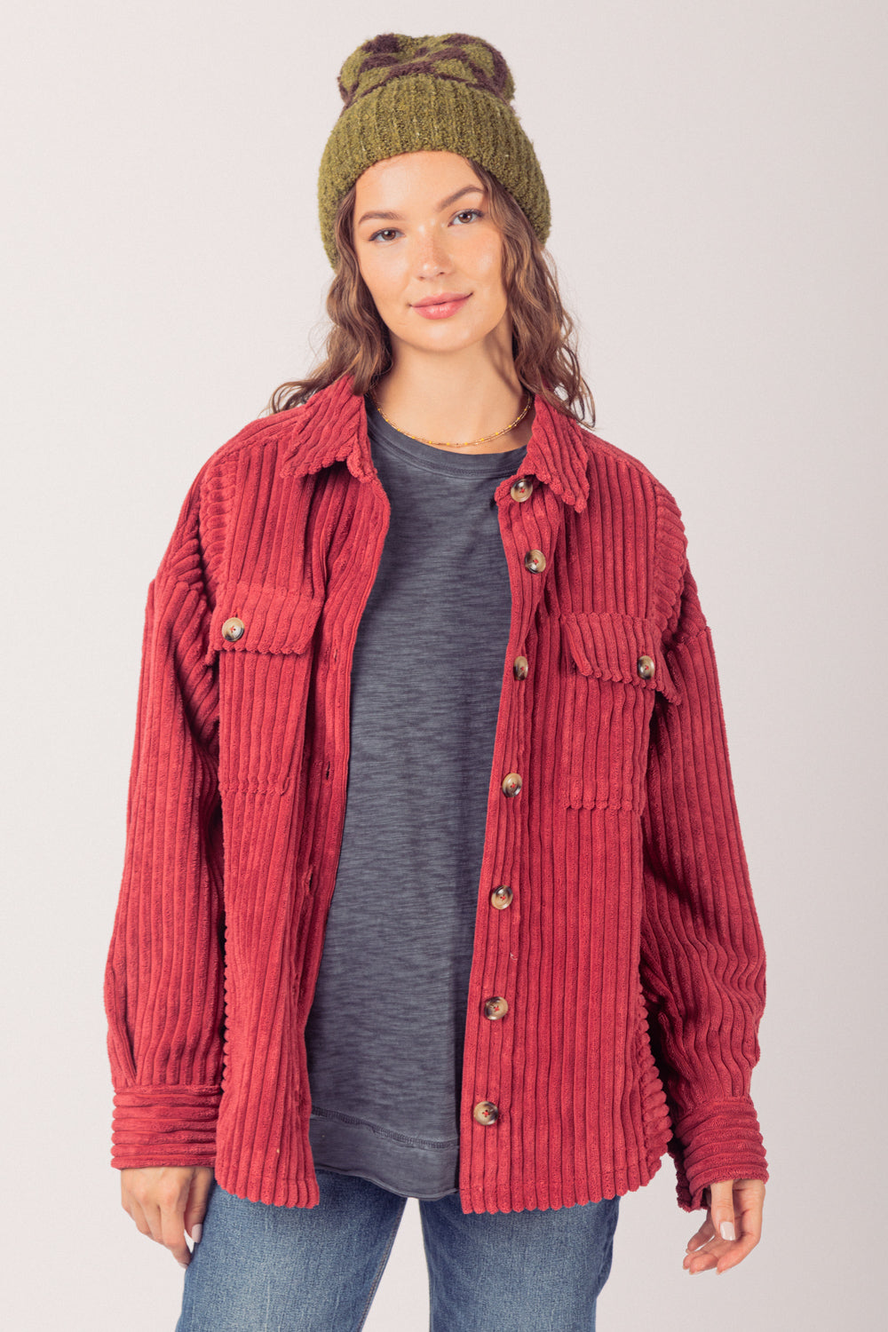 Women's Corduroy Shirt Coat